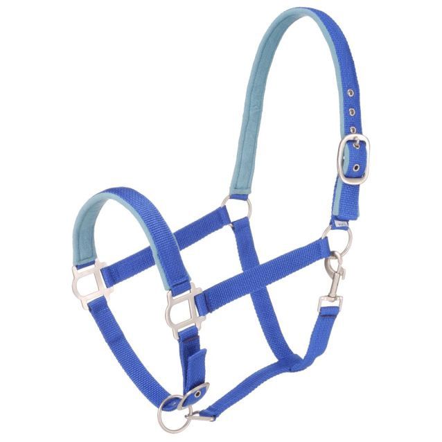 Padded Halter with Satin Hardware, Color: Royal Blue, Horse Size: Yearling