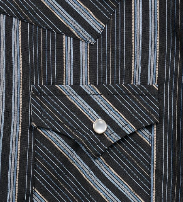 Boy's Ely LS Textured Stripe Snap Shirt- Black