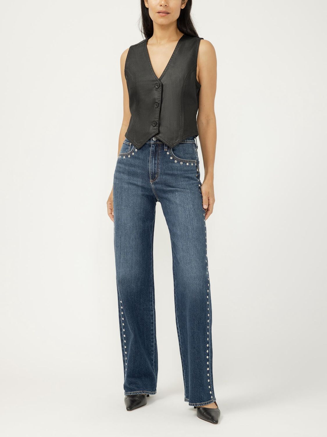The Jazmine High Rise Studded Trouser Leg Jeans