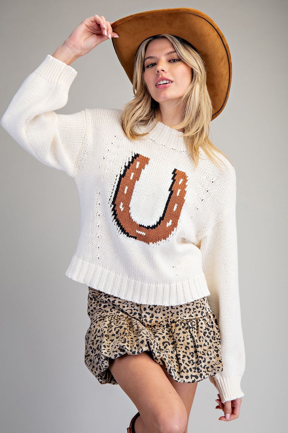Horseshoe Front Long Sleeve Sweater