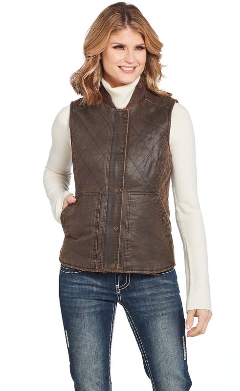 Zip Front Enzyme Washed Cotton Vest w/ Concealed Carry Pocket