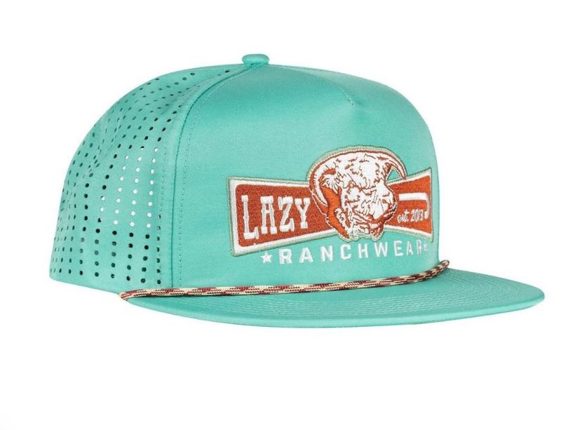 Lazy J Ranch Teal Diamond Banner Performance Rope Trucker Hat