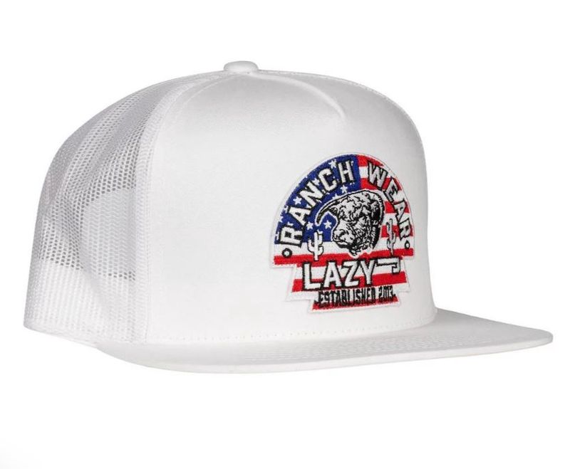 Lazy J Ranch White USA Arrowhead Classic Five Panel Trucker Hat
