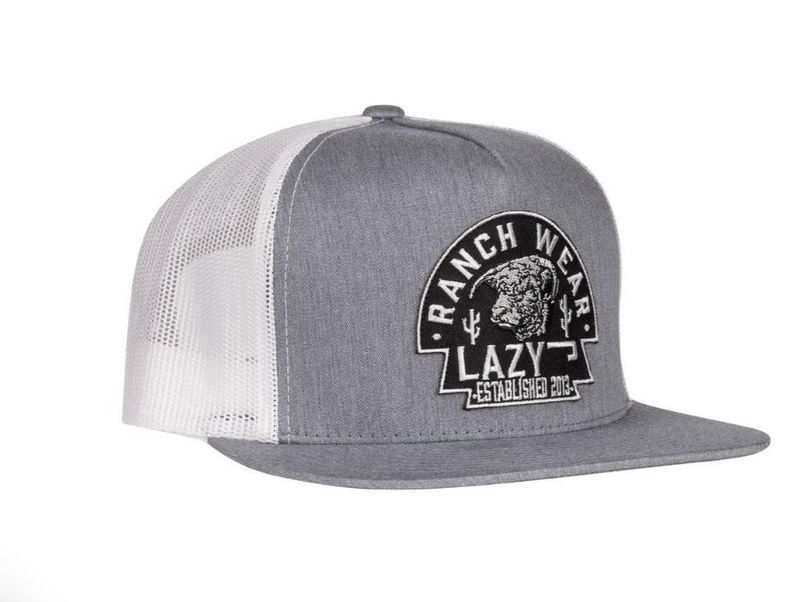 Lazy J Ranch Heather Grey &amp; White Black Arrowhead Classic Five Panel Trucker Hat