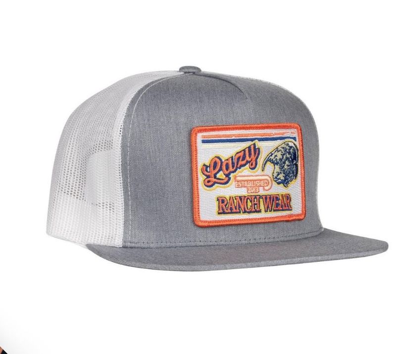 Lazy J Ranch Heather Grey &amp; White Retro Hereford Classic Five Panel Trucker Hat