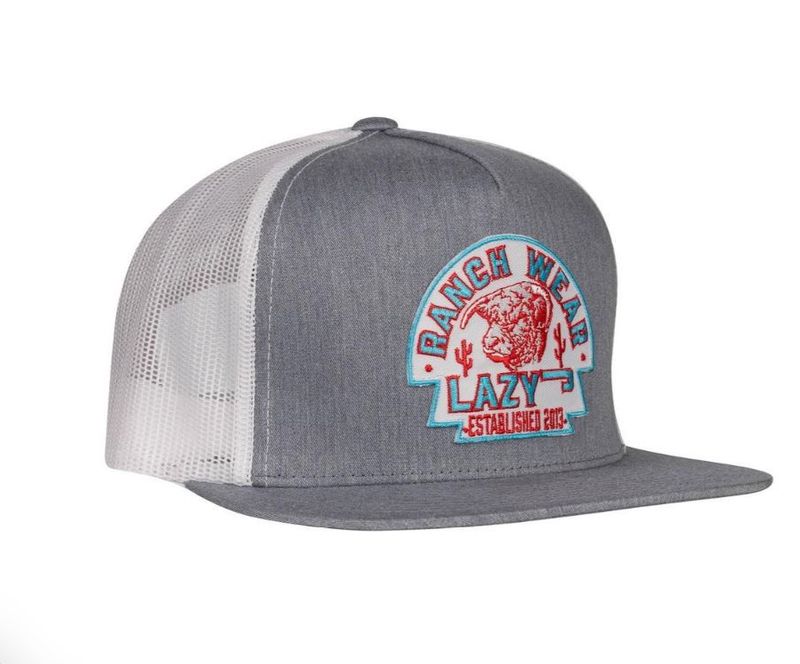 Lazy J Ranch Heather Grey &amp; White Turquoise Arrowhead Classic Five Panel Trucker Hat