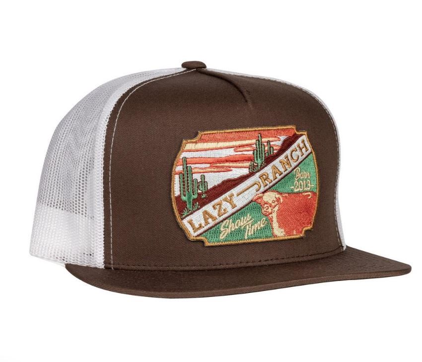 Lazy J Ranch Desert Show Time Trucker Hat, Color: Brown/White