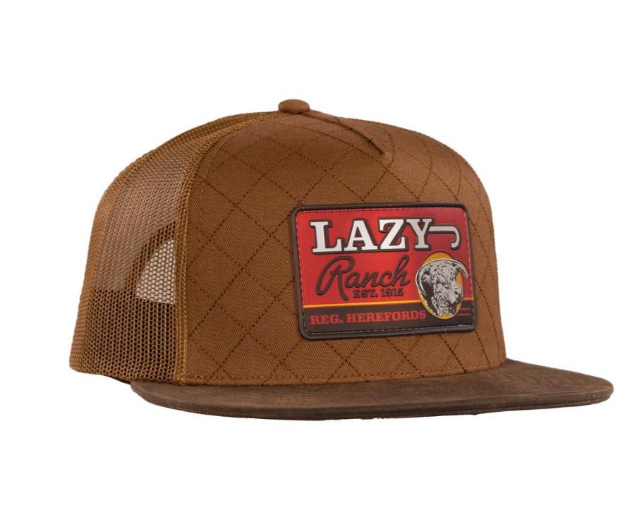 Lazy J Ranch Quilted Hard Day Trucker Hat, Color: Coyote Brown