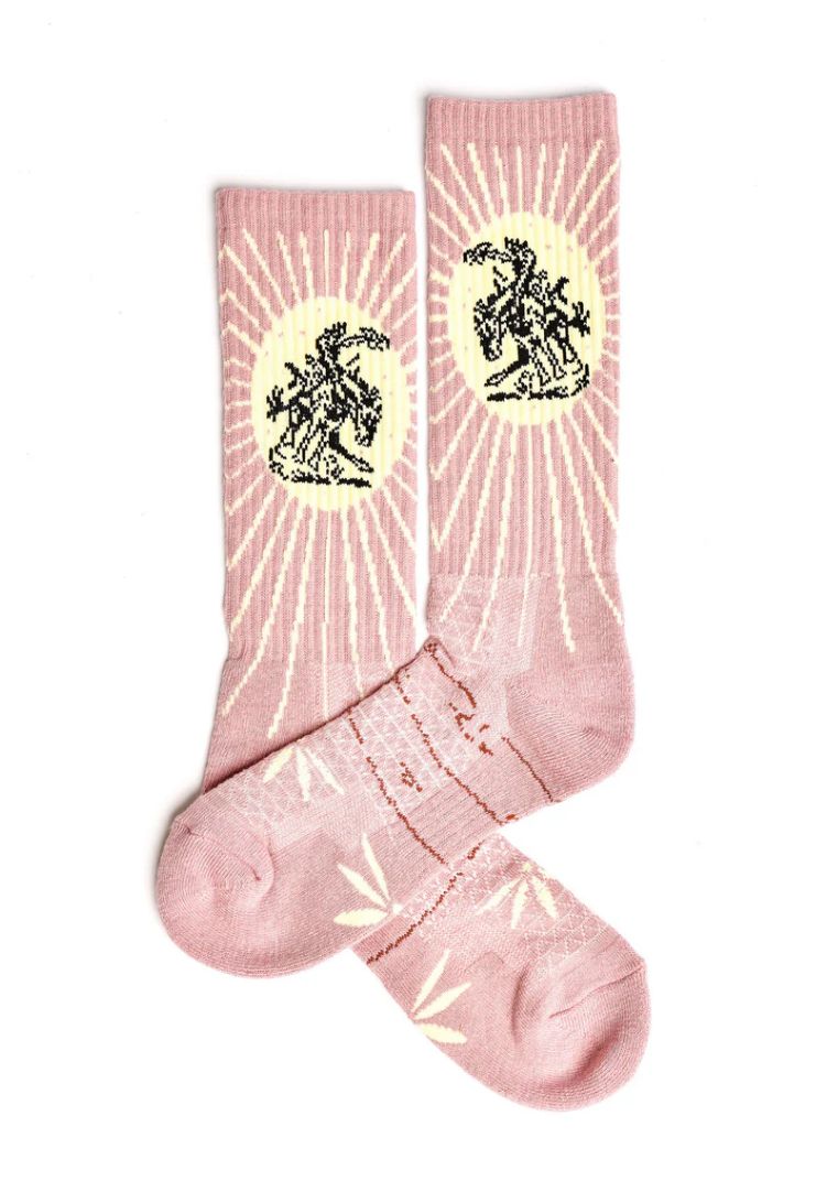 Fringe Bucking Dusty Pink Western Cowgirl Performance Socks