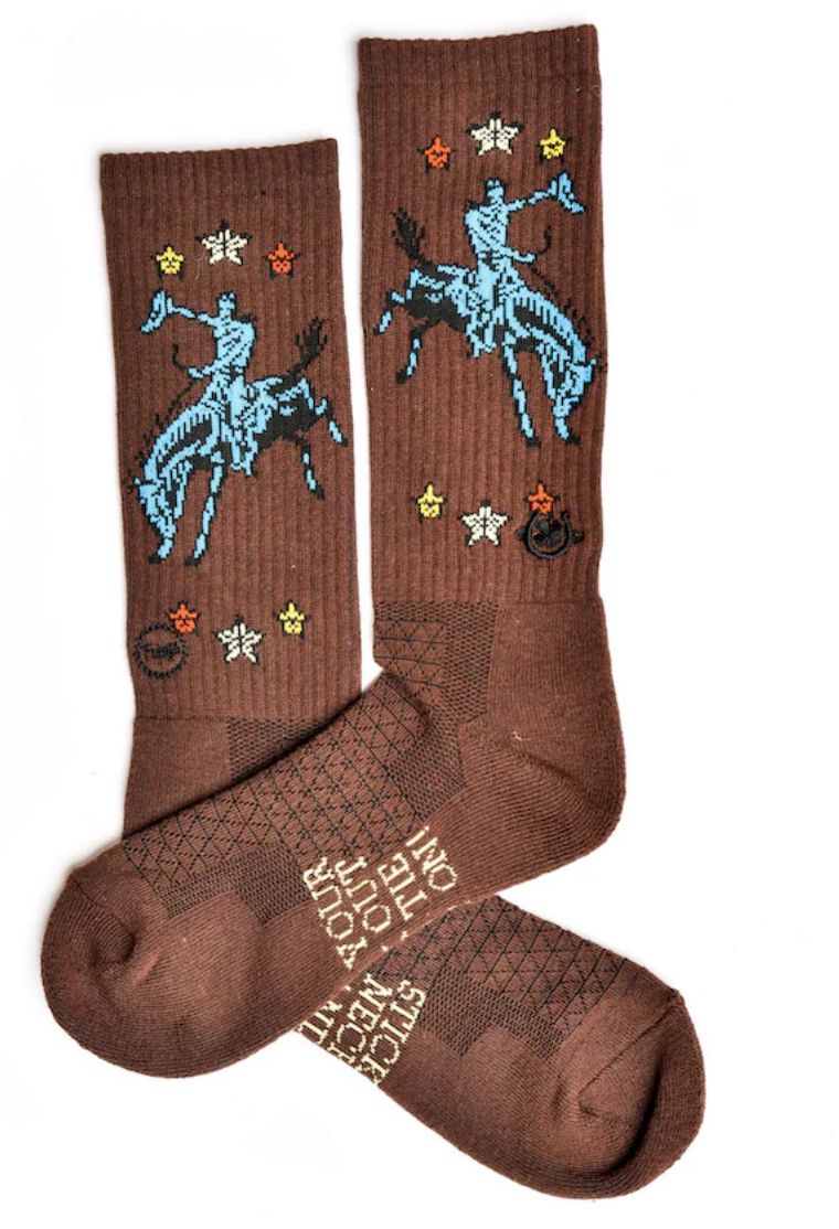 Fringe Long Live Brown Western Cowboy Performance Socks