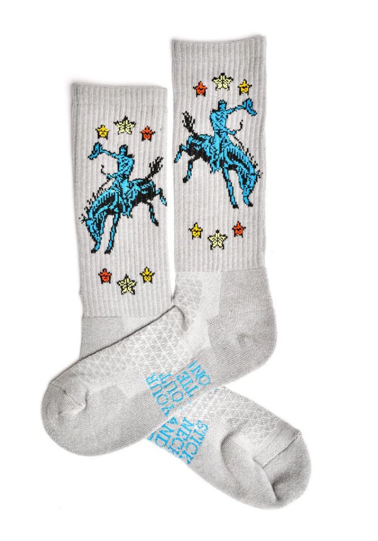 Fringe Long Live Grey Western Cowboy Performance Socks