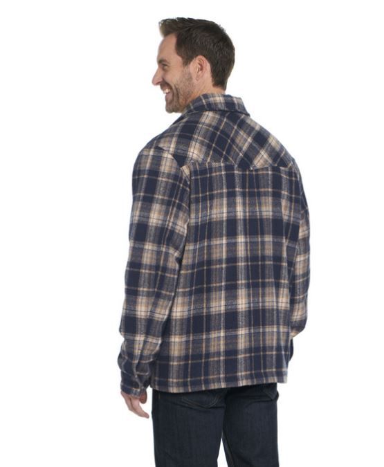 Zip Front Plaid Blanket Shirt Jacket W/ Faux Sherpa Lining