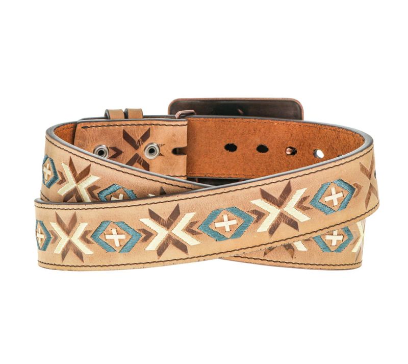 "Aquila" Tan w/Brown &amp; Cream Stitching Belt