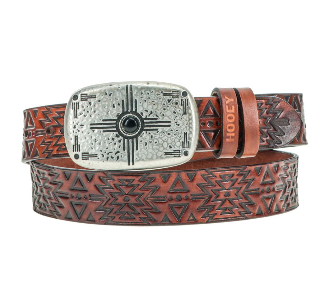 Youth Girls &quot;Dakota&quot; Original Hooey Belt Brown/Black w/Aztec