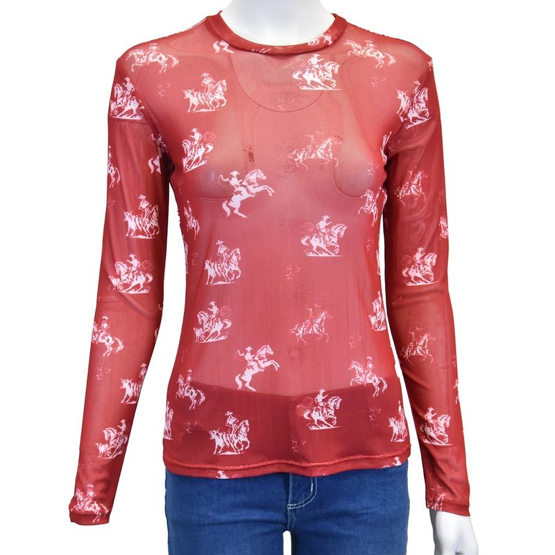Cowgirl Hardware Desert Bronc Long Sleeve Mesh Top