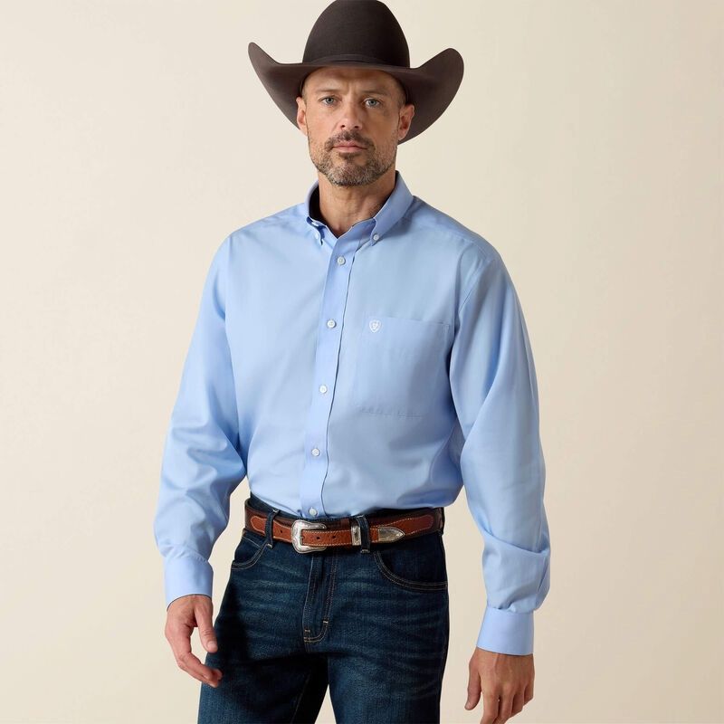 Wrinkle Free Solid Classic Fit Shirt Light Blue