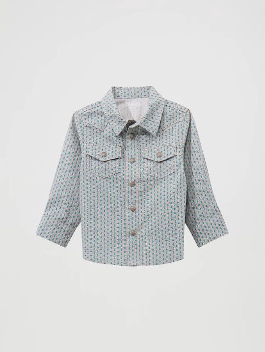 Little Boy&#39;s Long Sleeve Print Western Snap Shirt