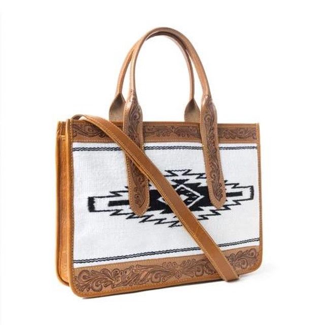 Myra Women's Brown &amp; White Ranch Hand Livery Shoulder Bag