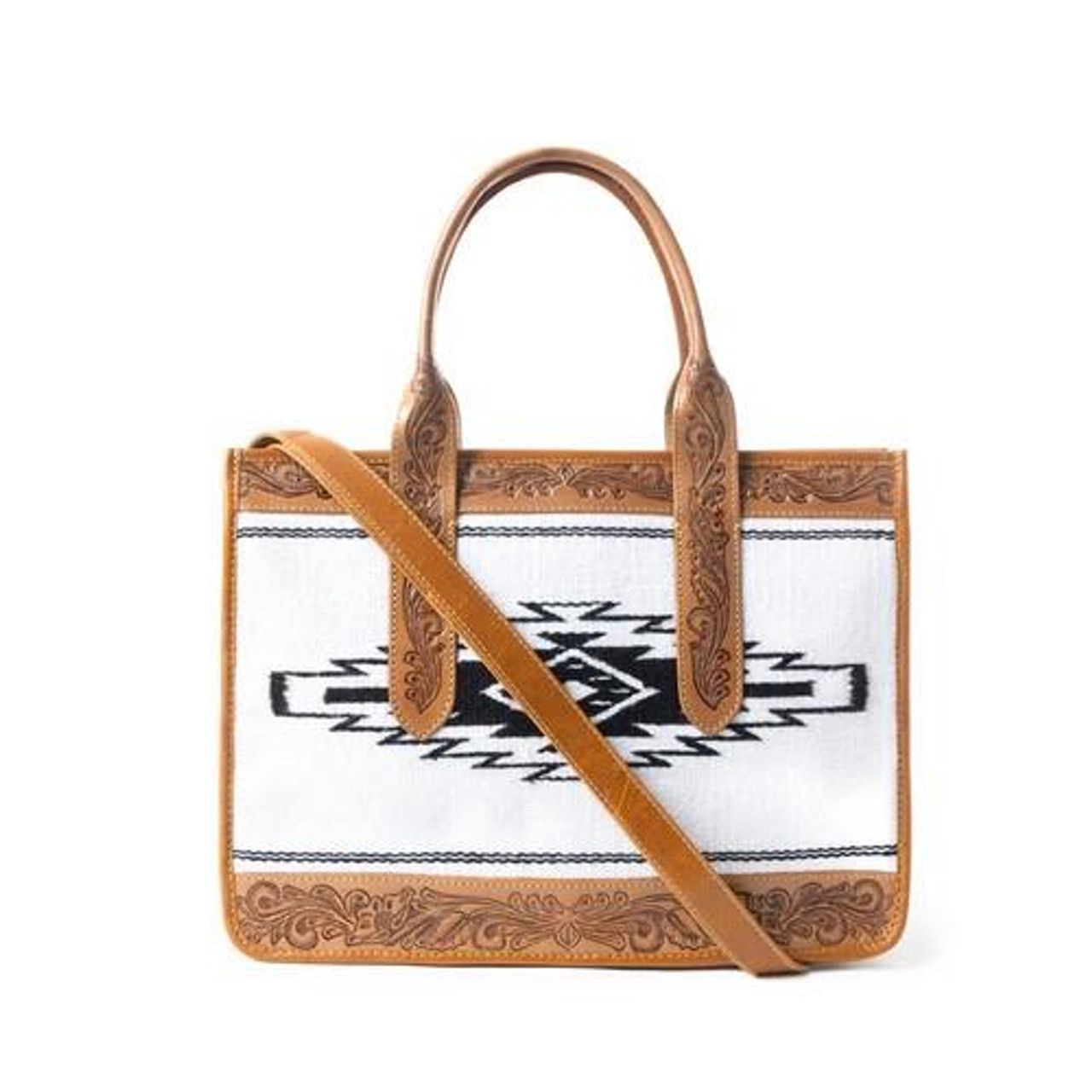 Myra Women&#39;s Brown &amp; White Ranch Hand Livery Shoulder Bag