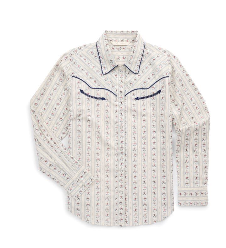 Women&#39;s Ely Walker Ecru Wallpaper Floral Print Western Snap Shirt