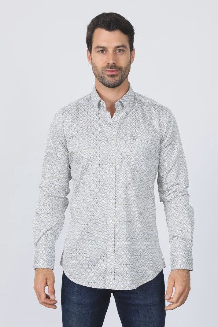 Men's Satin Cotton Modern Fit White Long Sleeve Shirt