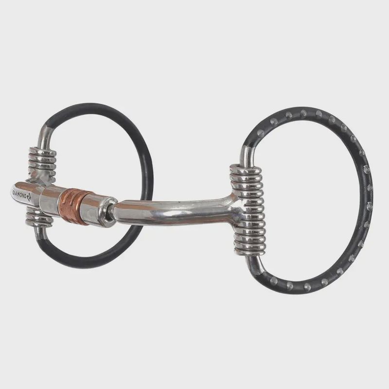 Diamond R Ported Roller Dee Ring Snaffle
