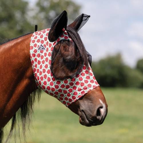 Comfort Fit Lycra Fly Mask, Color: Lucky Lady Bug, Size: Cob