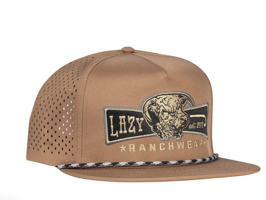 Lazy J Ranch Diamond Banner Trucker Hat, Color: Tan