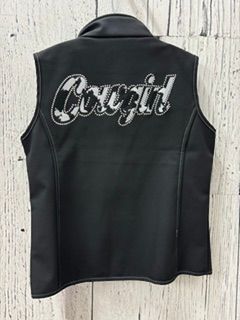 Blk Sassy Cowgirl Poly Shell Vest
