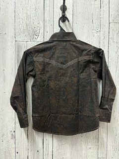 Tooled Floral Print Button Down