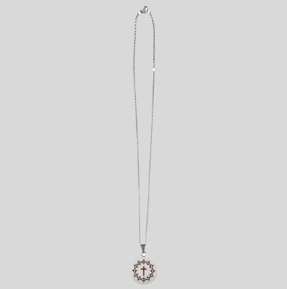 Mens Necklace Crown Cross