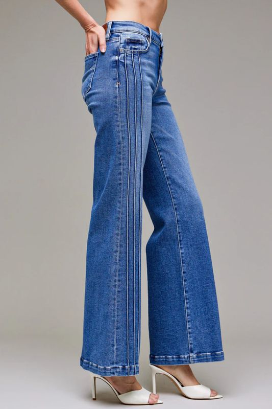 Happi Pintuck Mid-Rise Flare