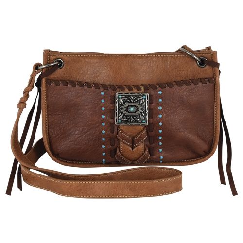Justin Shoulder Bag w/ Chevron Stitch &amp; Concho
