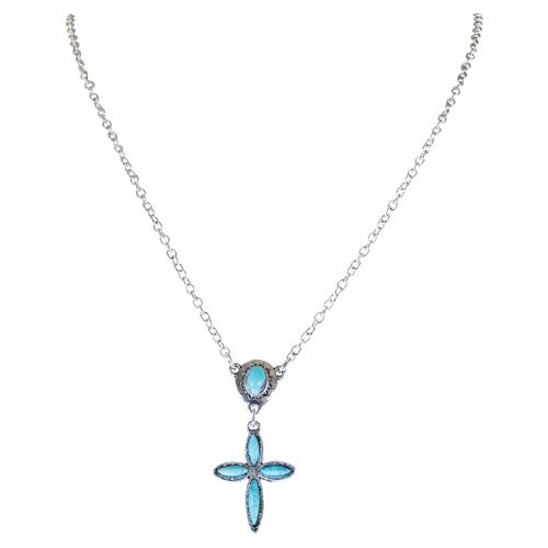 Justin Small Pendant w/ Stone Cross Necklace