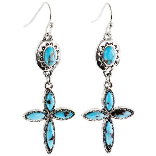 Justin Pendant with Stone Cross Earrings