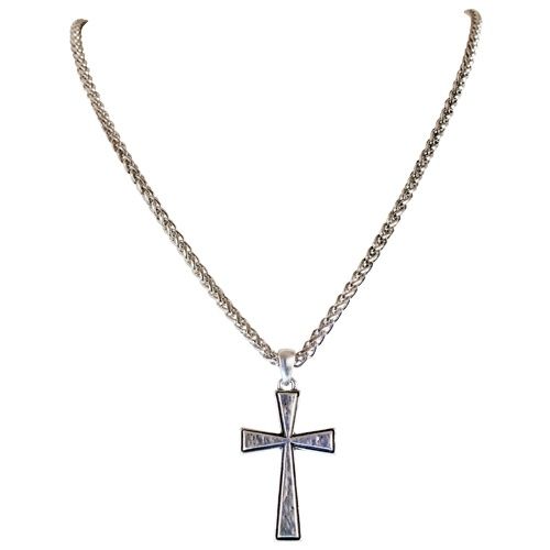 Justin Mens Textured Cross Necklace