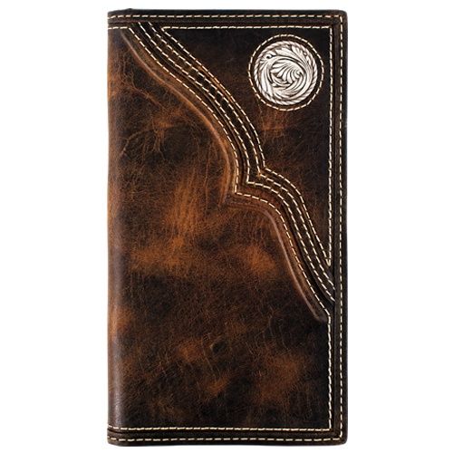 Justin Mens Oiled Leather Rodeo Wallet Trapunto w/ Concho