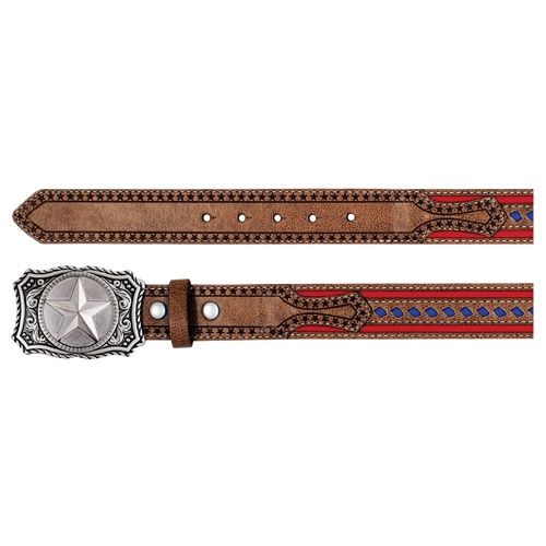 Arena Ace Tan/Red Trapunto Belt