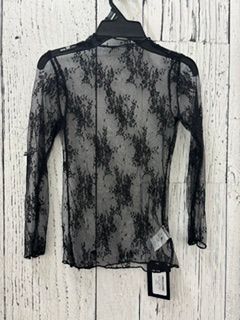 Girls Black Long Sleeve Mesh Top, Color: Black, Size: One Size