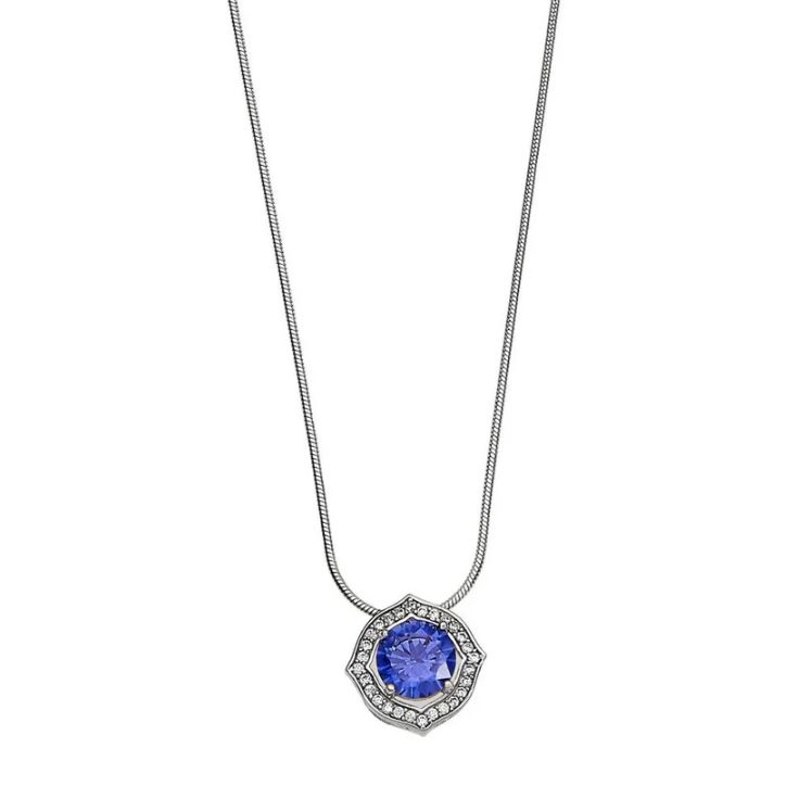 Kelly Herd Blue with Clear Accents Necklace - Sterling Silver