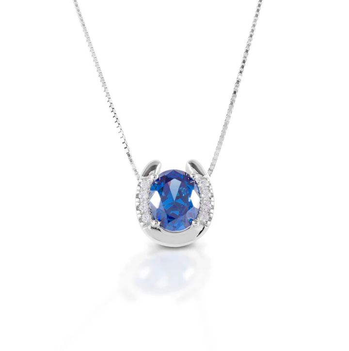 Kelly Herd Blue Stone Horseshoe Necklace - Sterling Silver
