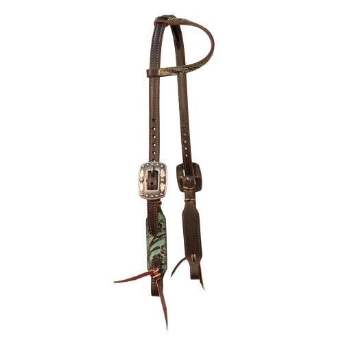 One-Ear ⅝” Tapered Copper Emerald Headstall