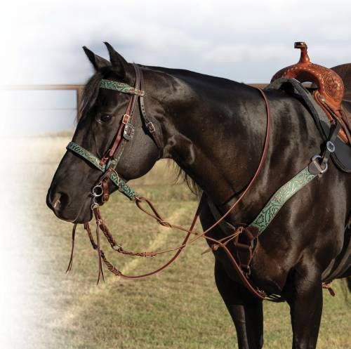 ⅝” Tapered Copper Emerald Browband Headstall