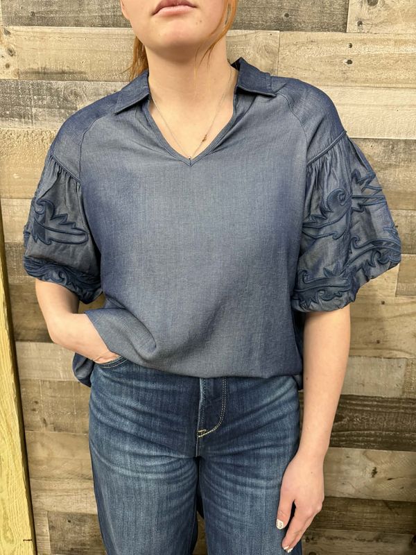 Sweetwater Stitch Denim Top