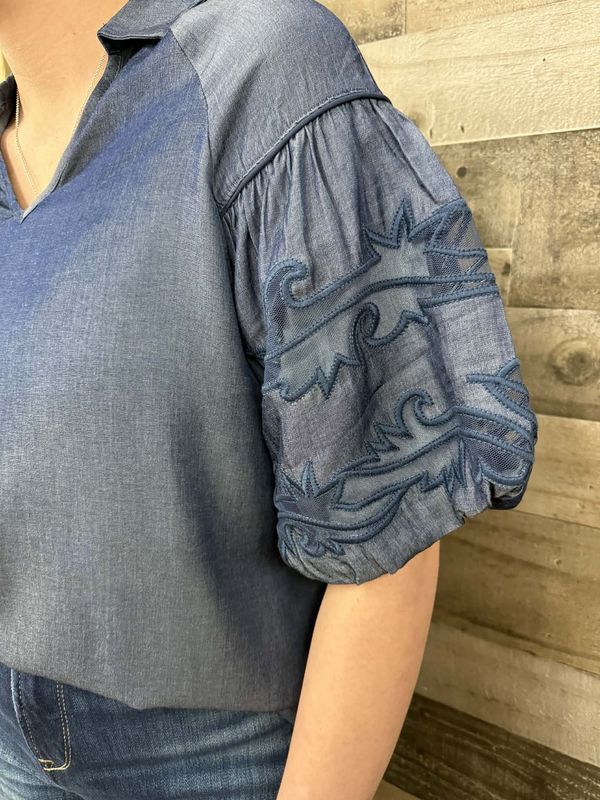 Sweetwater Stitch Denim Top