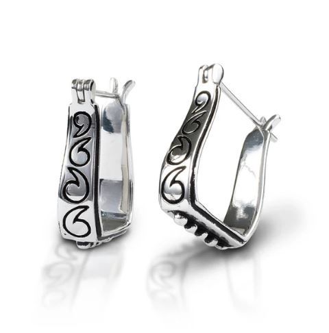 Kelly Herd Engraved Stirrup Earring - Sterling Silver
