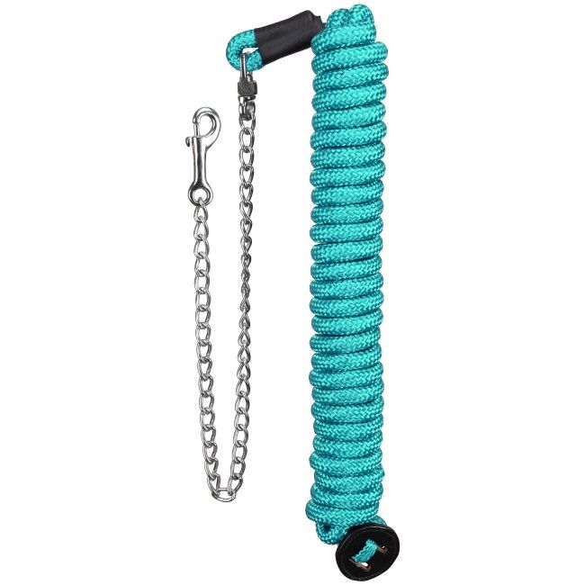 25' Round Braid Lunge Line with 28" Chain, Color: Teal