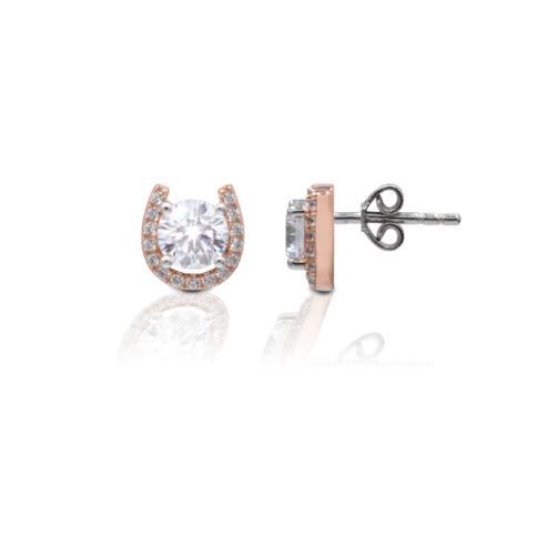 Kelly Herd Rose Gold Plated Horseshoe Stud Earrings - Sterling Silver