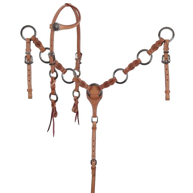 Twisted Ring One Ear Headstall and Breastcollar Set