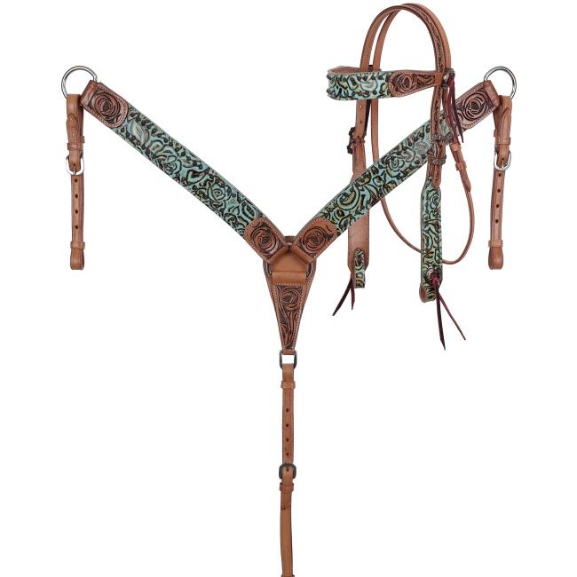 Rustic Rose Browband Headstall and Breastcollar Set